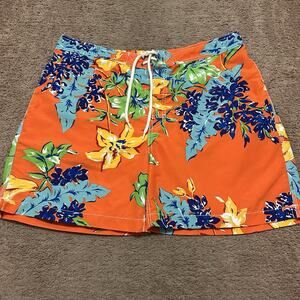 VINTAGE Polo Ralph Lauren Swim Trunks Mens X-Large Orange Floral Lined